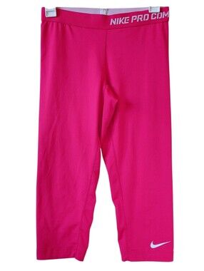 Nike Pro Combat Pink Dri-Fit Training Compression Crop Capri Tight Womens Medium